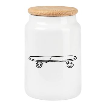 Skateboard - Keksdose mit Holzdeckel - Weiß - Vorne