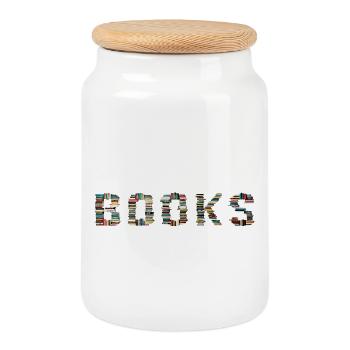 BOOKS – When reading becomes a form - Cookie Jar with Wooden Lid - white - Front
