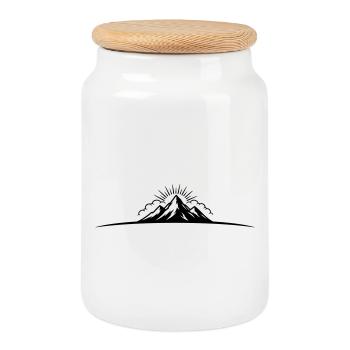 Berge Outdoor Symbol Mountains - Cookie Jar with Wooden Lid - white - Front