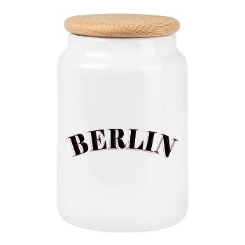 Berlin Retro - Cookie Jar with Wooden Lid - white - Front