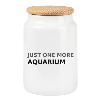 Only one aquarium left - Cookie Jar with Wooden Lid - white - Front