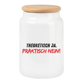 Theoretisch_ja_praktisch_nein - Cookie Jar with Wooden Lid - white - Front