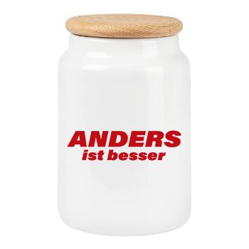 DIFFÉRENT, C’EST MIEUX - Boîte à biscuits avec couvercle en bois - blanc - Devant