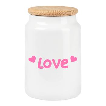 Pastellliebe und rosa Herzen - Keksdose mit Holzdeckel - Weiß - Vorne