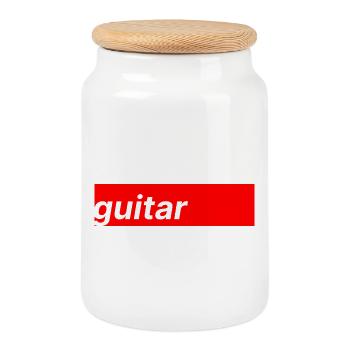 Guitare - Boîte à biscuits avec couvercle en bois - blanc - Devant