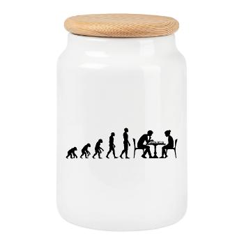EVOLUTION ZUM SCHACHMEISTER – MATT! CHESSLOVER - Keksdose mit Holzdeckel - Weiß - Vorne