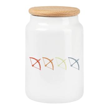 Archery Vintage - Cookie Jar with Wooden Lid - white - Front