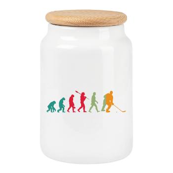Evolution Eishockey - Boîte à biscuits avec couvercle en bois - blanc - Devant