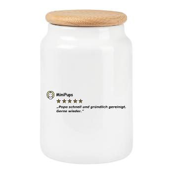 MiniPups - Cookie Jar with Wooden Lid - white - Front