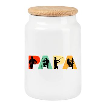 Papa Électricien Sparky Silhouette rétro - Boîte à biscuits avec couvercle en bois - blanc - Devant
