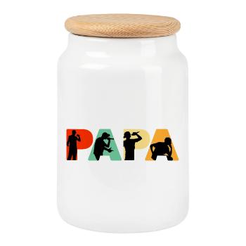 Papa Rapper Hip-Hop-Musik Silhouettenkunst - Keksdose mit Holzdeckel - Weiß - Vorne