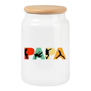Parkour Papa Funny Retro Free Running Dad - Cookie Jar with Wooden Lid - white - Front