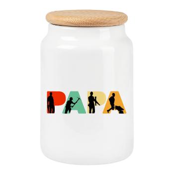 Construction Laborer Papa Trade Silhouette Father  - Cookie Jar with Wooden Lid - white - Front