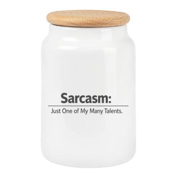 Le sarcasme, juste un de mes nombreux talents - Boîte à biscuits avec couvercle en bois - blanc - Devant