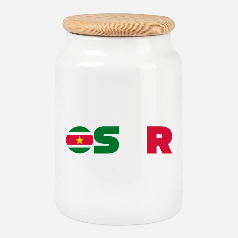 Suriname - Keksdose mit Holzdeckel - Weiß