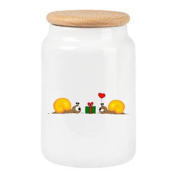 Snail-Gift - Keksdose mit Holzdeckel - Weiß - Vorne