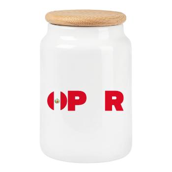 Peru - Cookie Jar with Wooden Lid - white - Front