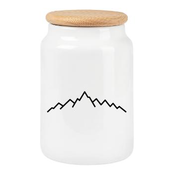 Mountains Line Mountain Horizon - Cookie Jar with Wooden Lid - white - Front