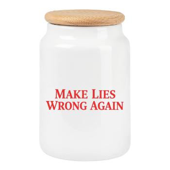 Make Lies Wrong Again - Cookie Jar with Wooden Lid - white - Front