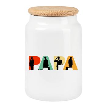 Pilot Papa Aviation Airplane Silhouette - Cookie Jar with Wooden Lid - white - Front