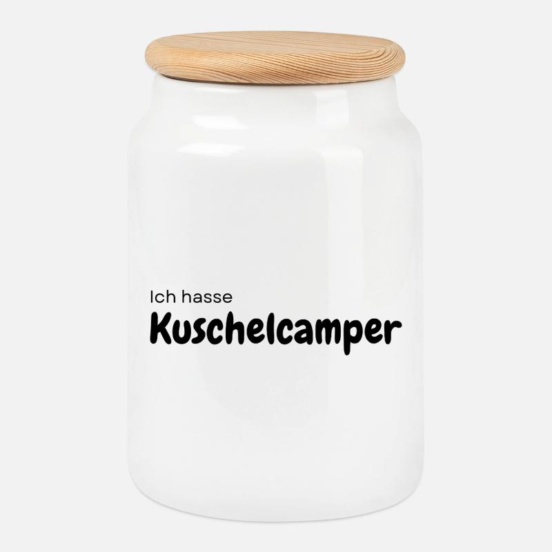 Cuddle camper - Cookie Jar with Wooden Lid - white