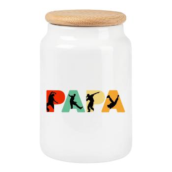 Papa Dancer Retro Street Dance Silhouette - Cookie Jar with Wooden Lid - white - Front