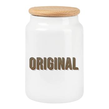 Original Font Unique Confident Einmali - Cookie Jar with Wooden Lid - white - Front