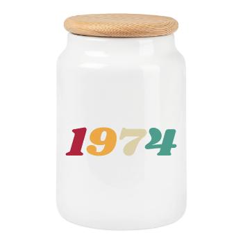 1974 Geschenk 1974 Jubiläum 1974 Retro 1974 - Keksdose mit Holzdeckel - Weiß - Vorne