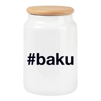 Baku Azerbaijan Aserbaidschan - Keksdose mit Holzdeckel - Weiß - Vorne