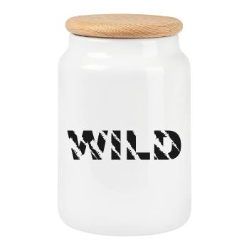 WILD Grunge Typo Motiv - Keksdose mit Holzdeckel - Weiß - Vorne