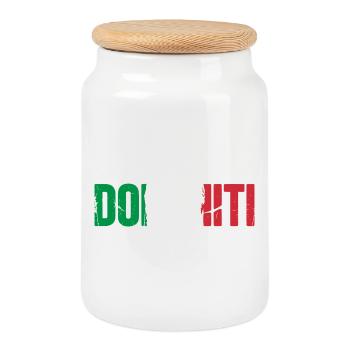 Dolomiti Italy - Cookie Jar with Wooden Lid - white - Front