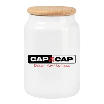 Cap ou pas cap des artistes - Boîte à biscuits avec couvercle en bois - blanc - Devant