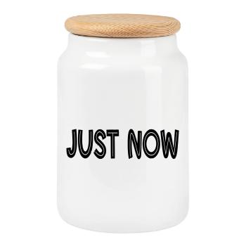 JUST NOW  - Cookie Jar with Wooden Lid - white - Front
