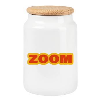 Zoom - Cookie Jar with Wooden Lid - white - Front