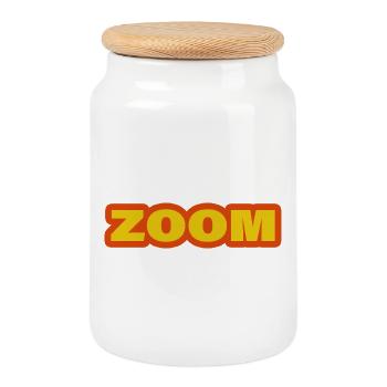 Zoom - Cookie Jar with Wooden Lid - white - Front