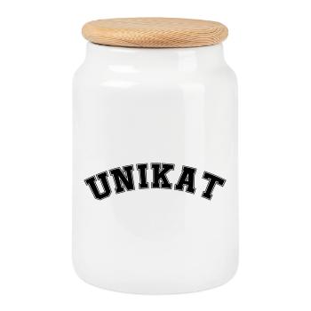 Unique piece - Cookie Jar with Wooden Lid - white - Front