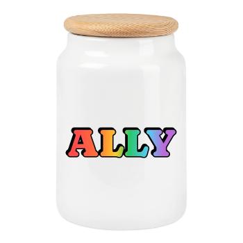 Gay Ally - Boîte à biscuits avec couvercle en bois - blanc - Devant