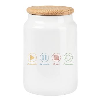 Pleine conscience, moments, souvenirs, bonheur - Boîte à biscuits avec couvercle en bois - blanc - Devant