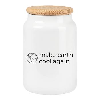 Make Earth Cool Again - Umwelt- und Klimaschutz - Keksdose mit Holzdeckel - Weiß - Vorne