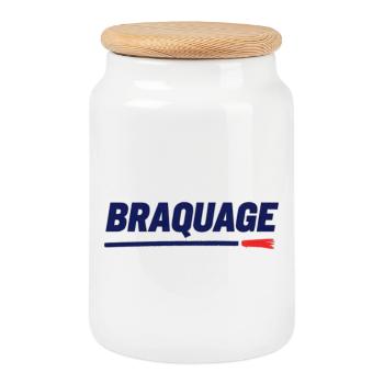 "BRAQUAGE" – Réflexion sur le prix des maillots - Boîte à biscuits avec couvercle en bois - blanc - Devant