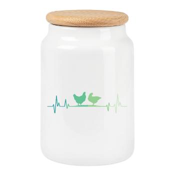 Hen heartbeat hens - Cookie Jar with Wooden Lid - white - Front