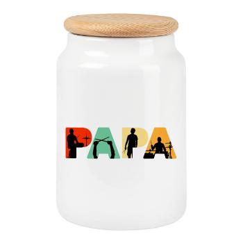 T-shirt rétro Papa Drummer Vintage Drum Kit - Boîte à biscuits avec couvercle en bois - blanc - Devant