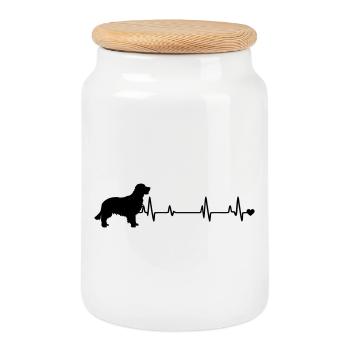 Dog - Cookie Jar with Wooden Lid - white - Front