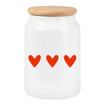 HEART. MAMMA. MOTHER'S DAY. PARTY. HAPPY BIRTHDAY - Cookie Jar with Wooden Lid - white - Front