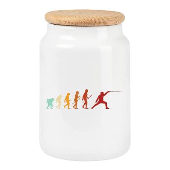 Fechten Evolution Fechter Sport Lustiger Spruch - Keksdose mit Holzdeckel - Weiß - Vorne