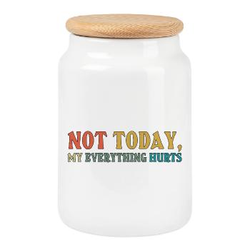 Not Today Fibromyalgia Awareness - Cookie Jar with Wooden Lid - white - Front