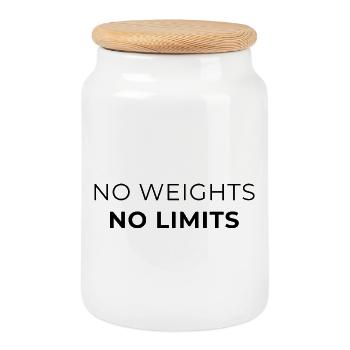 No weights - No limits - Calisthenics - Keksdose mit Holzdeckel - Weiß - Vorne