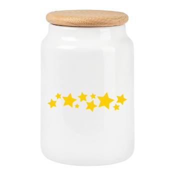 Borde d’étoile mignonne et droite - Boîte à biscuits avec couvercle en bois - blanc - Devant