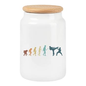Martial Arts Evolution Karate MMA Fighter - Cookie Jar with Wooden Lid - white - Front