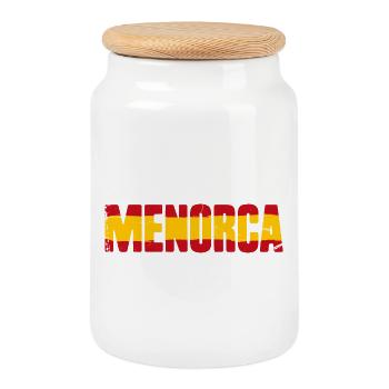 Drapeau de Minorque, Espagne - Boîte à biscuits avec couvercle en bois - blanc - Devant